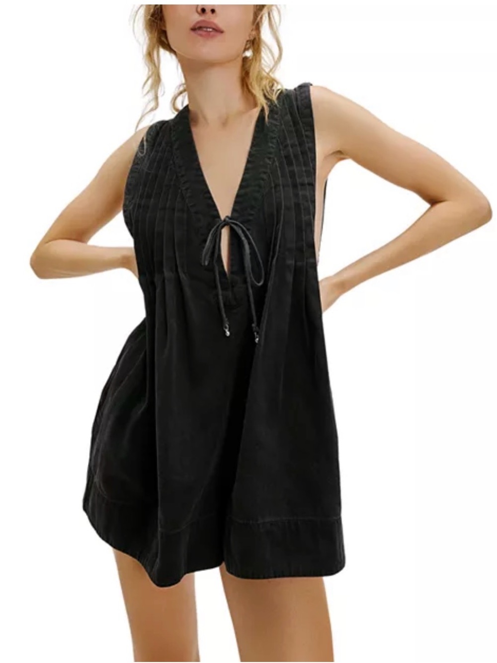 Free People Webster Romper Black Denim